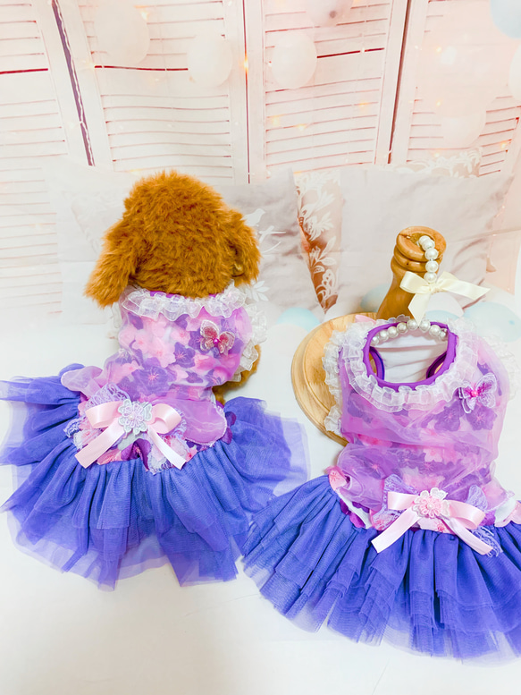 リンクコーデにもおすすめ！限定2着　雨の日を楽しむ！紫色のオリジナルワンピースドレス 10枚目の画像
