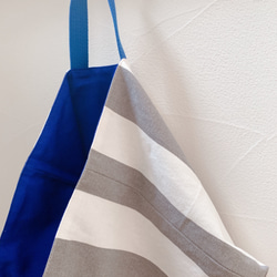 レッスンバッグ    巾着セット　チャコールグレー　ストライプ　 綿 入園  入学  通学  通園 7枚目の画像