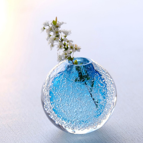 ギフトに】泡の一輪挿し（トルコブルー） 一輪挿し・花瓶・花器