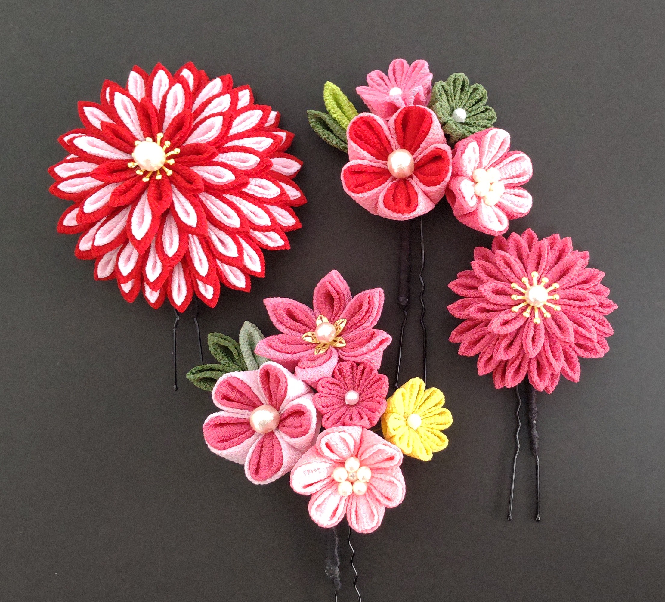 【受注制作】つまみ細工　髪飾り 成人式 結婚式 卒業式 ハレの日 お振袖 袴 ブライダル 和婚