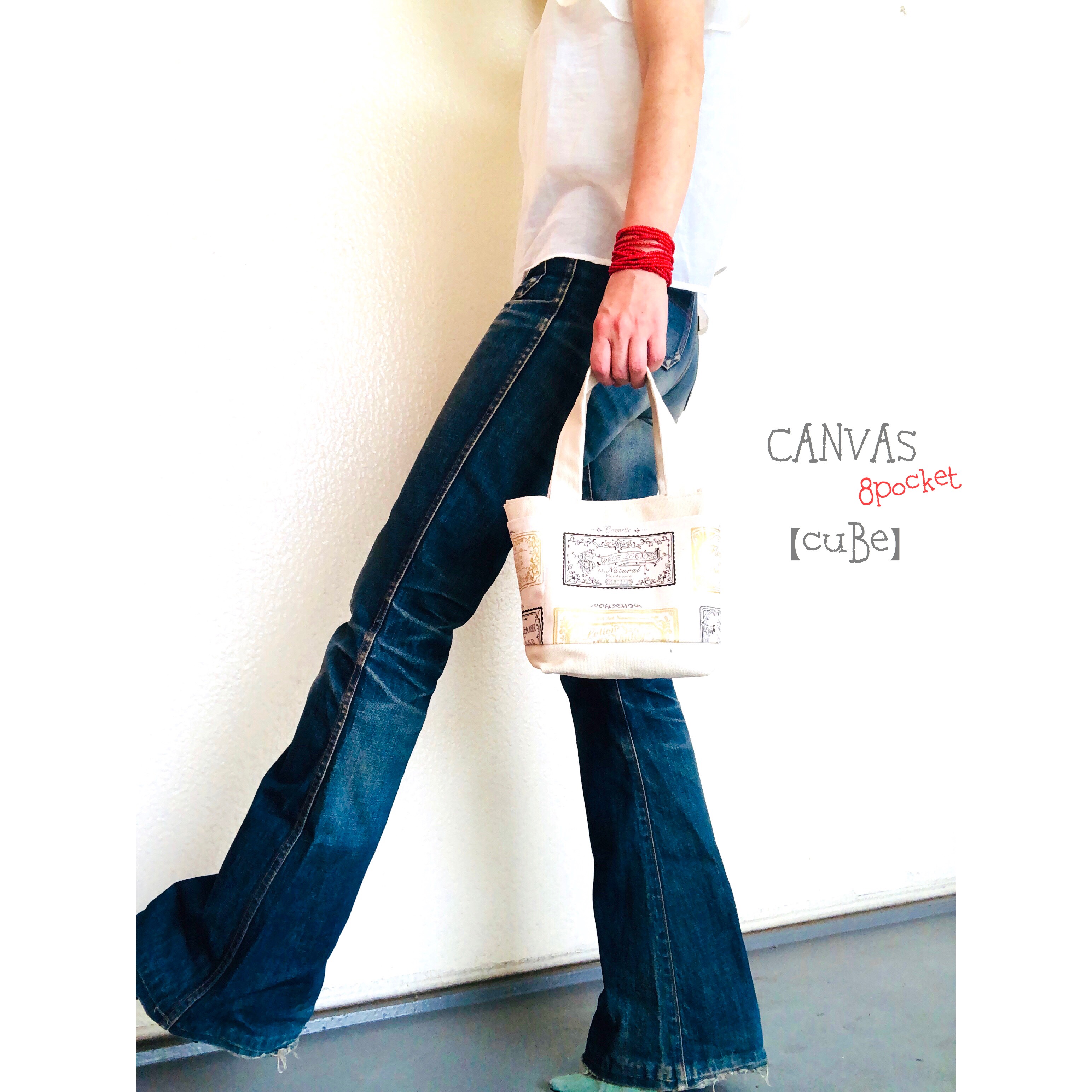 再々入荷❤ミニの実力♡CANVAS cuBe 8pockets SP 帆布8号ミニトート　ivory