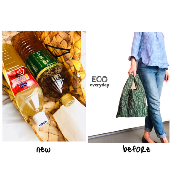 【THE ECO】新サイズ！大容量スッキリ見える設計のレジ袋型『本物みたいな布製かご』エコバッグ　LLサイズ 9枚目の画像