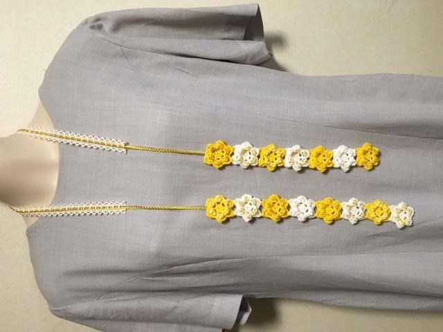 フラワーモチーフシリーズ・ラリエット(白・黄色)