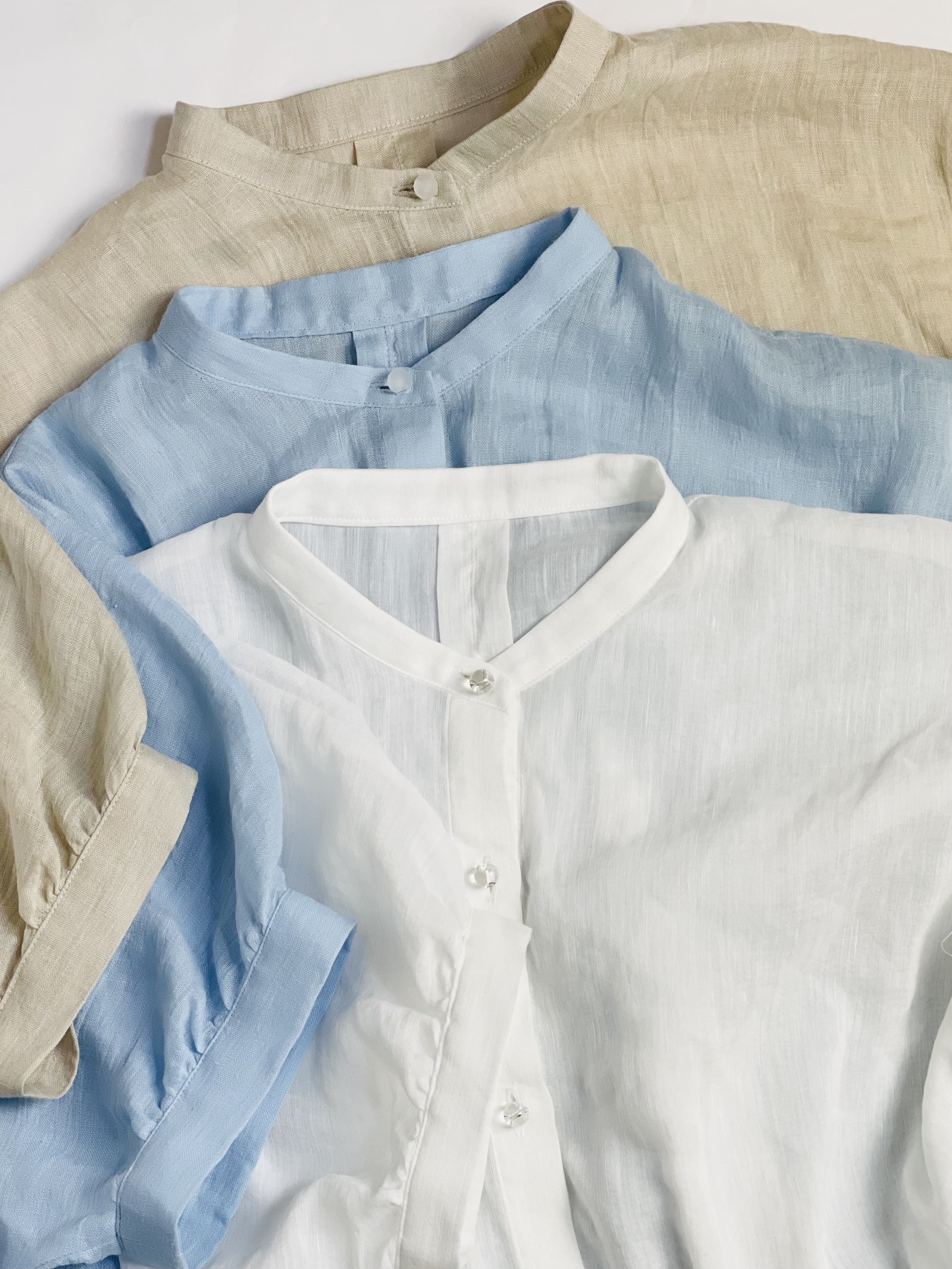 天然素材のシアーブラウス　バンブーリネン、コットン