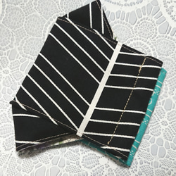 【送料無料】ターコイズとブラックのおしゃれな秋の大臣マスク 内布ダブルガーゼ 5枚目の画像