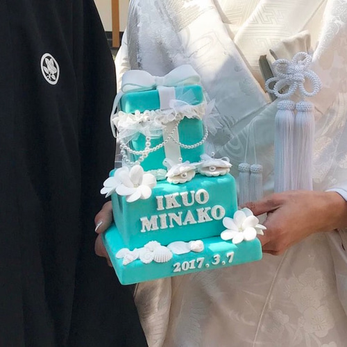 シンデレラブルーのクレイケーキセット 完全受注製作】シンデレラブルーのクレイケーキ(リングピロー