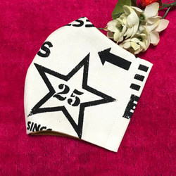 【おしゃれ立体布マスク】 アメリカンサイン&アルファベット　Mサイズ  マスタードダブルガーゼ 2枚目の画像