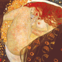 グスタフ・クリムト「ダナエ」 クロスステッチ刺繍図案 1枚目の画像