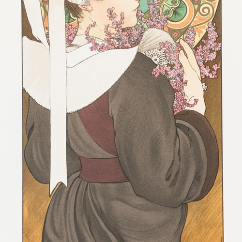 アルフォンス・ミュシャ 「岸辺のエリカ」 クロスステッチ図案 編み図