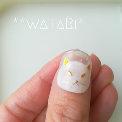 **neko-chan（白）*ネイルチップ　ネコ　ブライダル　星　猫　ねこ 3枚目の画像
