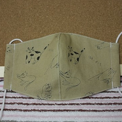 立体マスク・猫さん・コットン・ダブルガーゼ 1枚目の画像