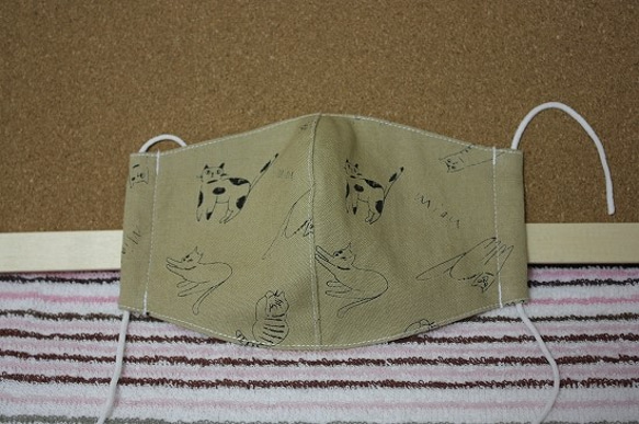 立体マスク・猫さん・コットン・ダブルガーゼ 1枚目の画像