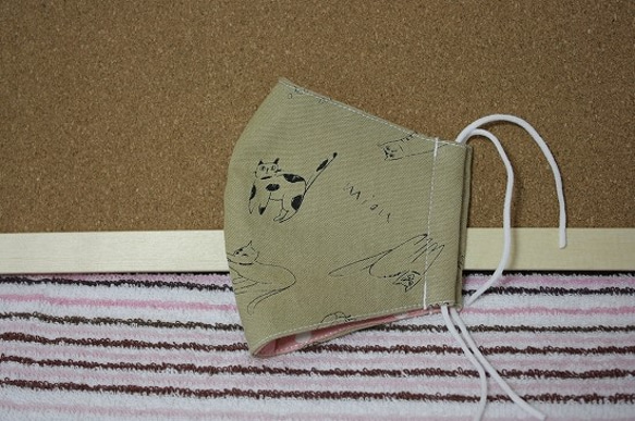 立体マスク・猫さん・コットン・ダブルガーゼ 3枚目の画像
