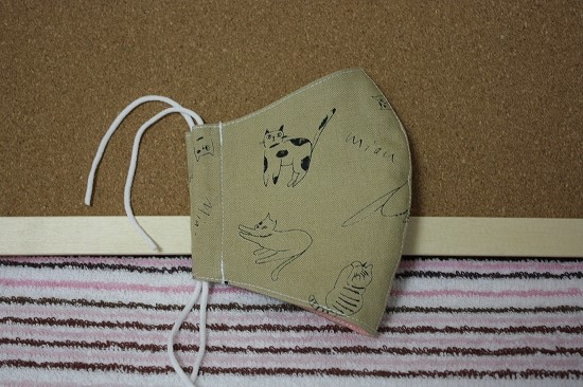 立体マスク・猫さん・コットン・ダブルガーゼ 4枚目の画像