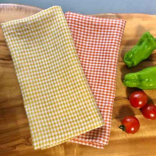 送料無料】ギンガムチェックリネンのランチクロス 辛子色 ランチョン