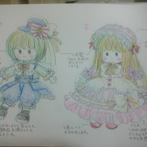 創作　オリジナル 手描きイラスト 【人形様】 手描きイラスト オリジナル 1発描き ミニカード 青 メイド女の子