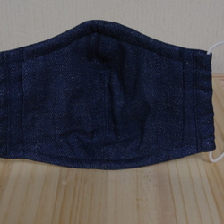 【送料無料】《男女兼用》綿１００％　デニム風ガーゼ　大人用立体布マスク（形状保持コード、ポケット付き）紺色 8枚目の画像