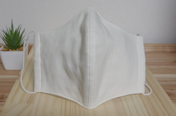 【送料無料】《大きめ》 綿１００％　立体布マスク　（オフホワイト） ＬＬサイズ２枚セット 5枚目の画像