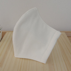【送料無料】《大きめ》 綿１００％　刺繍とジャガード：ガーゼの立体布マスク（アイボリー・ホワイト） ＬＬサイズ２枚セット 7枚目の画像