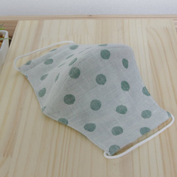 【送料無料】《大きめ》 綿１００％　ダブルガーゼの立体布マスク　【若竹色・白緑（水玉模様）】ＬＬサイズ２枚セット 8枚目の画像
