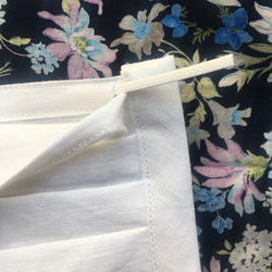 さらっとした綿麻の真っ白シンプルプリーツマスク　フィルターポケット　ノーズワイヤー付き 5枚目の画像