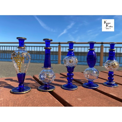 エジプトガラス クレオパトラボトル デコラ 「ブルー」ファンシー 瓶