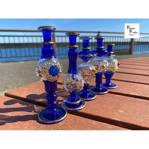 エジプトガラス クレオパトラボトル デコラ 「ブルー」ファンシー 瓶