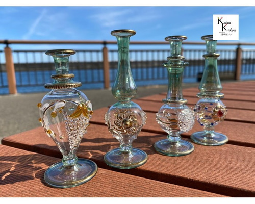 エジプトガラス クレオパトラボトル デコラ 「グリーン」ファンシー 瓶