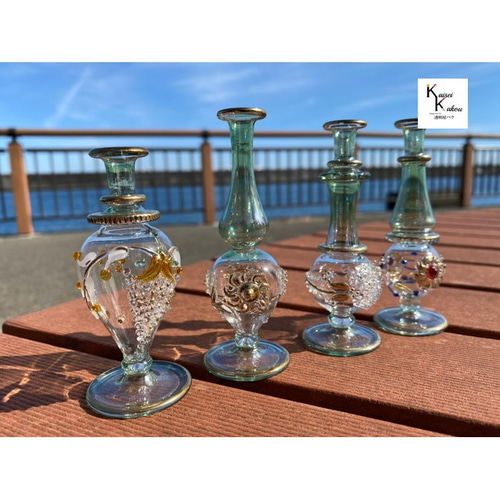 エジプトガラス クレオパトラボトル デコラ 「グリーン」ファンシー 瓶