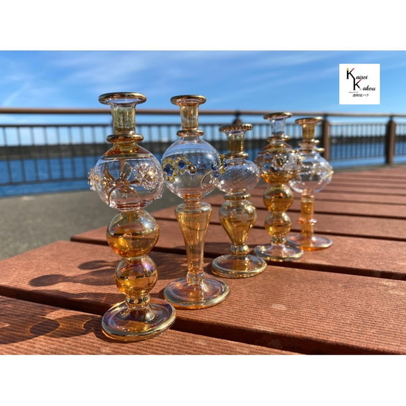 埃及玻璃克婁巴特拉瓶裝飾“黃色”花式瓶香水瓶香水瓶時尚可愛 第2張的照片
