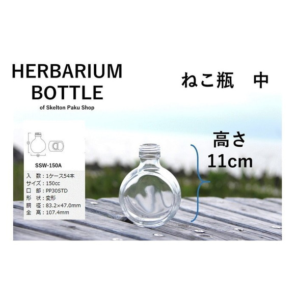 植物標本館玻璃瓶 150mL 貓瓶中型 ssw-150 帶蓋 1 透明瓶玻璃容器 第2張的照片