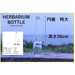 ハーバリウム 瓶 ボトル【円錐　特大 ssg-300】ガラス瓶 キャップ付　1本　 透明瓶 インスタ 2枚目の画像