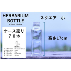 【送料無料】キャップなし　ケース売り　70本入り　ハーバリウム　瓶　ボトル 【スクエア　小】sse-100 ガラス瓶 2枚目の画像