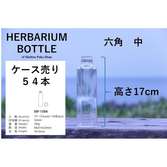 [免運費] 無蓋按箱出售 54 瓶植物標本瓶 [六角形中號] ssf-150 玻璃瓶 第2張的照片