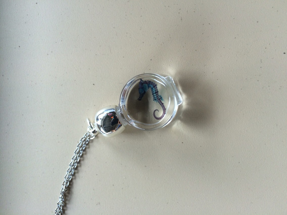 透明標本ネックレス シルバー丸型 2枚目の画像