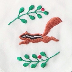 シマリスのハンカチ刺繍キット　　　　　　　　　季節のハンカチキットシリーズ 2枚目の画像