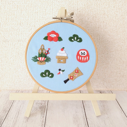 お正月の刺繍枠キット *12cm枠* 季節の刺繍シリーズ キット
