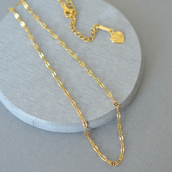 65~70cm> ステンレス ゴールドペタルチェーンのロングネックレス  