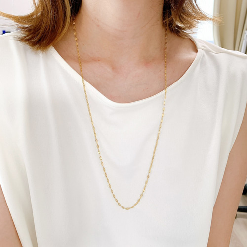 65~70cm> ステンレス ゴールドペタルチェーンのロングネックレス  