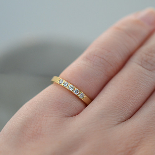 K18(18金) イエローゴールド ダイヤリング 指輪 つや消し 7.5号 Jeweluce（ジュエルーチェ） K18 ゴールド リング 3mm 平打ち【6〜13号