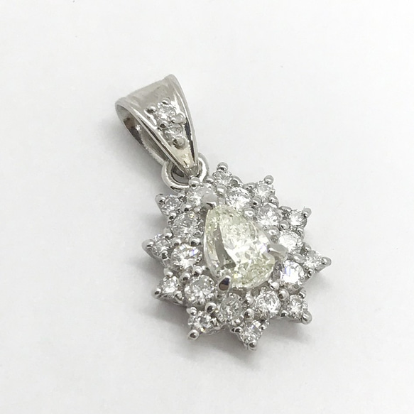 【卸価格SALE1点限定】大粒ペアシェイプダイヤモンドのペンダントネックレス(チョーカー付き) 1枚目の画像