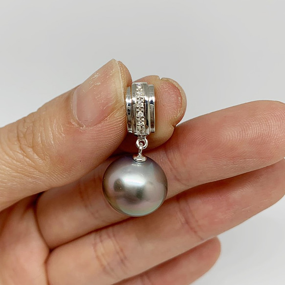 1点物/K14WG 南洋真珠とダイヤモンドのペンダントトップ 2枚目の画像