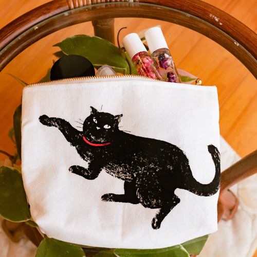 ◇冬のセール◇可愛い黒猫ちゃんのトートバッグとポーチの2点