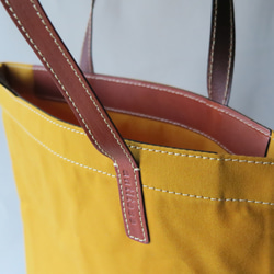 受注生産　Paraffin canvas flatbag　MUSTARD 4枚目の画像