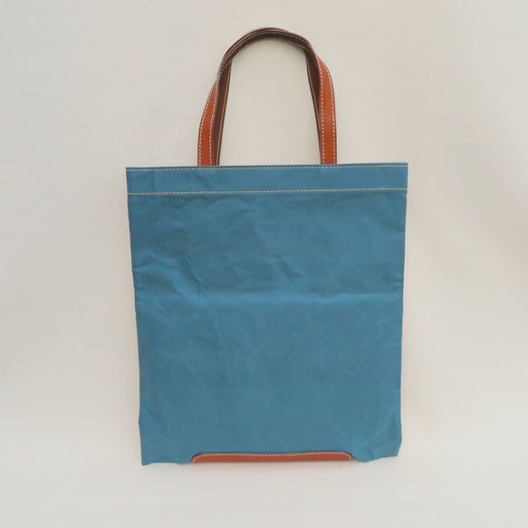 受注生産　Paraffin canvas flatbag　BLUE 3枚目の画像