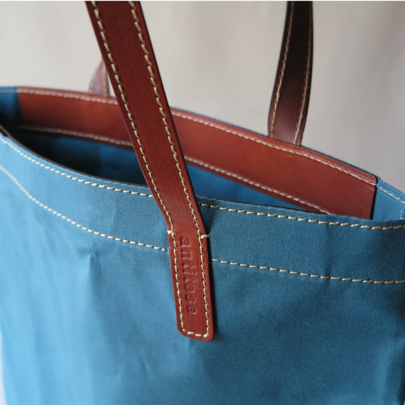 受注生産　Paraffin canvas flatbag　BLUE 4枚目の画像