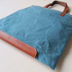 受注生産　Paraffin canvas flatbag　BLUE 5枚目の画像