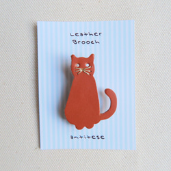 Leather brooch cat R.BROWN 第4張的照片