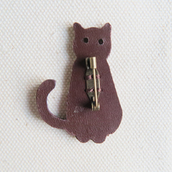 Leather brooch cat D.BROWN 第2張的照片