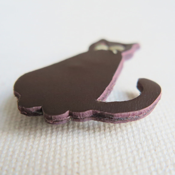 Leather brooch cat D.BROWN 第3張的照片